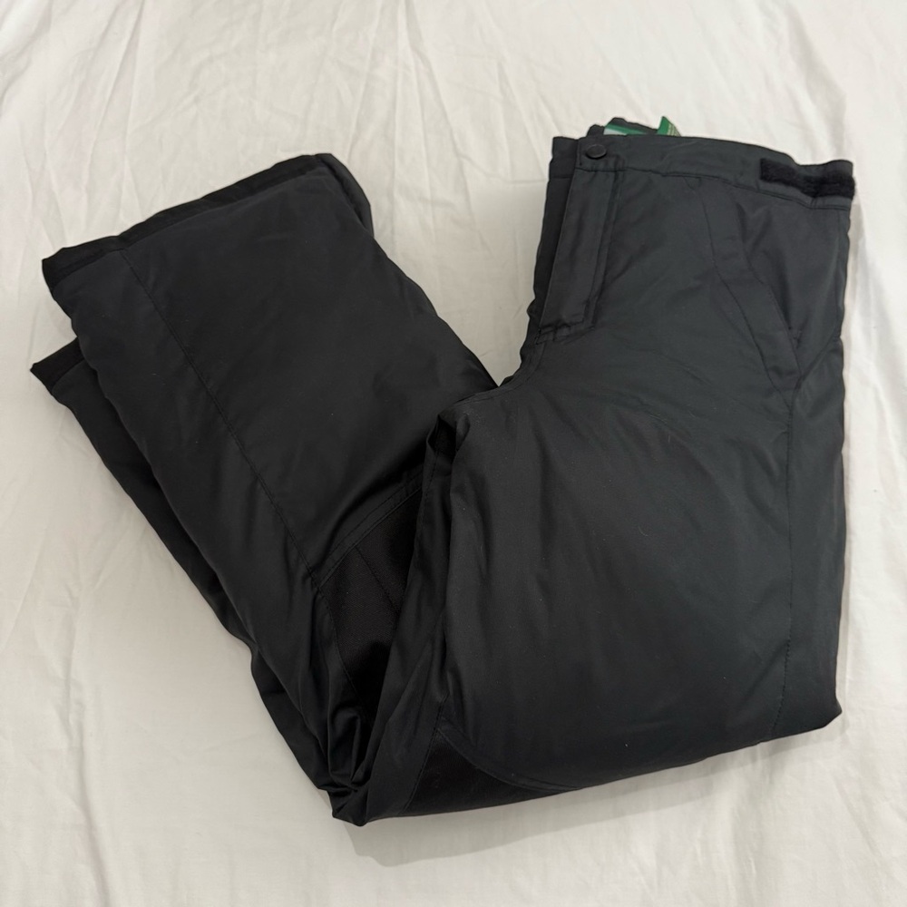 LL Bean Kids Cold Buster Snow Ski Pants Black Winter Waterproof Insulated Sz 12 - Picture 6 of 12